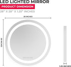 LED Round Bathroom Mirror, Wall Mounted Vanity Makeup Mirror with Anti Fog, Dimmable Touch Button, Adjustable Color Temperature, Memory Function 28 Inch by Fab Glass and Mirror