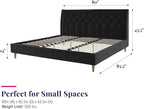 Novogratz The Her Majesty Upholstered Bed, King, Black Velvet