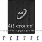 King Size Mattress Topper for Back Pain, Cooling Extra Thick Mattress Pad Cover with 8-21 inch Deep Pocket, Plush Pillow Top Mattress Topper Overfilled with Down Alternative, King Size, Black