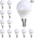 E12 LED Candelabra Light Bulbs, 60 Watt Equivalent, 120V Chandelier Llight Bulb, A15 / G45 Shape Ceiling Fan Light Bulbs, Bright Small Bulb Non-Dimmable, Warm White 2700K, 12 Pcs