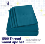 Twin Size Bed Sheets - 4 Piece 1500 Supreme Collection Fine Brushed Microfiber Deep Pocket Twin Sheet Set Bedding - 1 EXTRA PILLOW CASES, GREAT VALUE, Twin, Teal