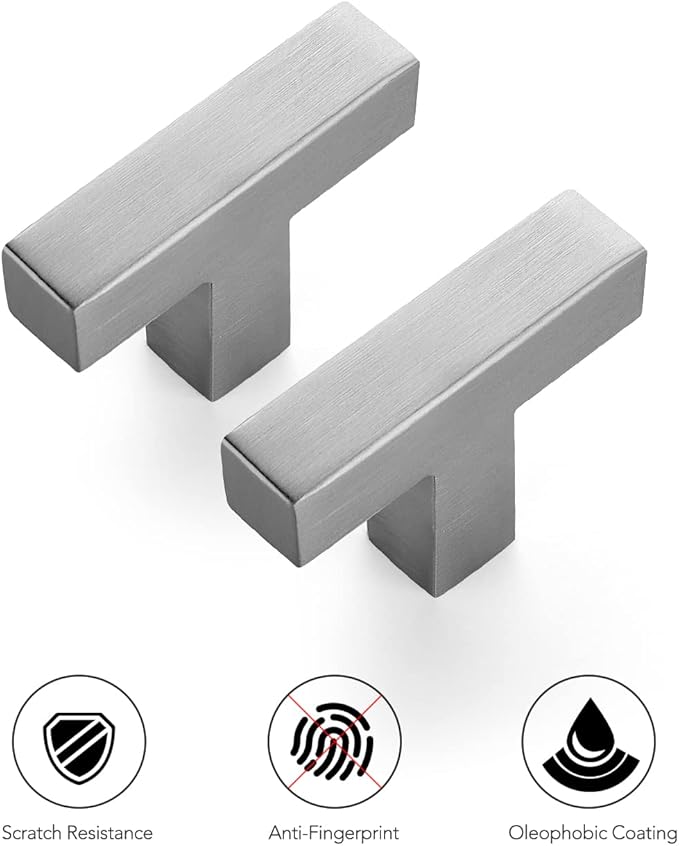 Ravinte 10 Pack 2 inch Length Square Cabinet Pulls Brushed Nickel Stainless Steel Kitchen Drawer Pulls Cupboard Handles Cabinet Handles