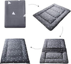 MAXYOYO Grey Triangle Japanese Floor Futon Mattress, Tatami Floor Mat Portable Camping Mattress Kids Sleeping Pad Foldable Roll Up Floor Lounger Pillow Bed Queen Size with Mattress Protector Cover