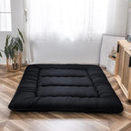 MAXYOYO Japanese Floor Mattress Futon Mattress, 4" Thicken Tatami Mat Sleeping Pad Foldable Roll Up Mat Boys Girls Dormitory Pad Kids Floor Lounger Pillow Bed, Black, Full