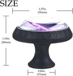 4 Pack 1.37" Dresser Drawer Knobs, Round Crystal Glass Cabinet Pulls with Screws for Kitchen, Bathroom, Nursery Nursery Kids Room (Purple Moon Symbol)