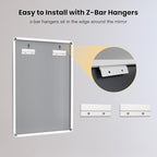 LOAAO 55x30 Inch White Metal Framed Bathroom Mirror for Wall, White Bathroom Vanity Mirror Farmhouse, Large Rounded Rectangle Mirror, Anti-Rust, Tempered Glass, Hangs Horizontally or Vertically