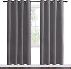 NICETOWN Blackout Curtains Panels for Bedroom - 3 Pass Microfiber Noise Reducing Thermal Insulated Solid Ring Top Blackout Window Drapes (2 Panels, 55 x 78 Inch, Gray)