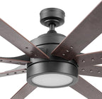 Honeywell Ceiling Fans Xerxes Modern 62 Inch Ceiling Fan with Light, Remote Control Fan, LED Indoor Fan with 8 Blades, Dark Elm and Rough Pine Blade Finish Options, Bronze (50609-01)