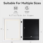 Kids Artwork Frame - Changeable Front Opening, Holds 150 Art Projects, 8.5x11 Picture Display With Storage (White)