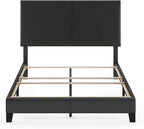 FURINNO Pessac PU Leather Upholstered Platform, Full, Black
