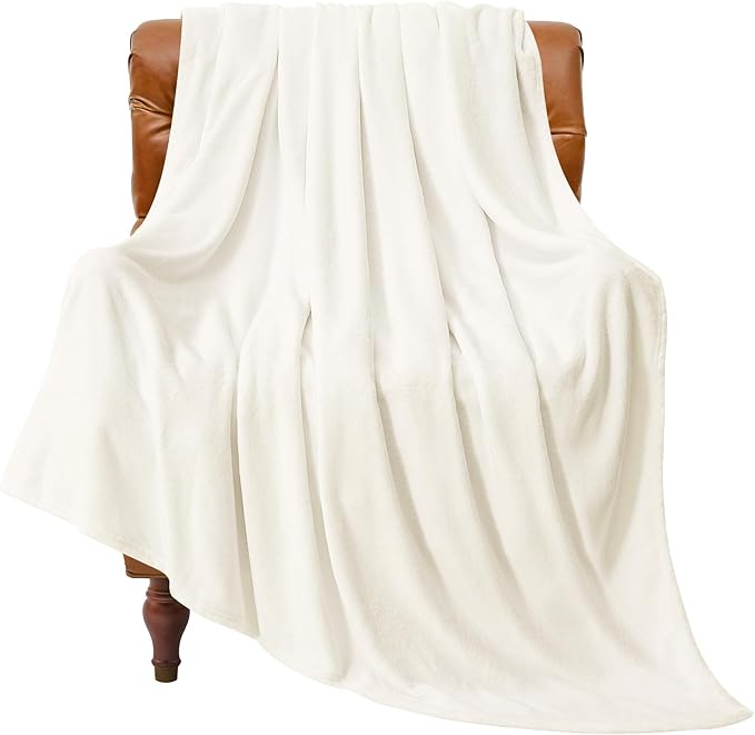BEDELITE Fleece Blanket Cream Throw Blankets for Couch & Bed, Luxury Plush Cozy Fuzzy Blanket 50" x 60", Super Soft Warm Lightweight Throw Blanket for Travel Camping