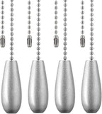 Ceiling Fan Chain Pulls Decorative Extension 12 Inches Silver Color Wooden Pull Chain Fan Pulls Set Ornaments for Ceiling Light Lamp Fan Chain (Nickel) 4 Pcs
