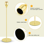 Gold Candlestick Holder Set of 12 for Taper Candles, Decorative Candle Holders Bulk Candle Stick Holders Taper Candle Holders for Table Centerpiece Wedding Dinning Party Anniversary Home Decor