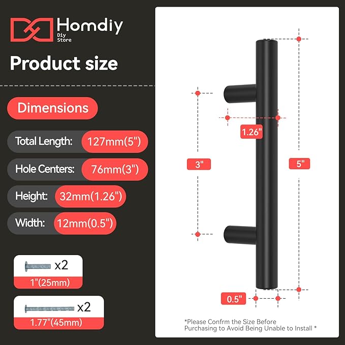 homdiy Black Cabinet Handles 30Pack 3inch Hole Center Kitchen Drawer Pulls and Knobs Stainless Steel Cabinet Hardware for Bathroom, Cupboard