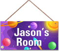 Personalized Sign, Galaxy Signs,Custom Name Wall Door Sign, Baby Nursery Art For Kids Room Outer Space Theme Decor Rocket Stickers For Boys Room Girls Bedroom Little Man Cave
