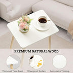 FORAOFUR White End Tables Set of 2, Small Side Tables Accent Tables Living Room, Boho Side Table with Wooden Legs, Easy Assembly