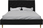 Novogratz The Her Majesty Upholstered Bed, Queen, Black Velvet