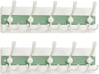 SKOLOO Coastal Wall Mounted Coat Rack - 17" Beach House Entryway Wooden Coat Hook with 5 Hooks for Hanging Coats, Hats or Towels, Oceanfront Cottage Core Collection, White & Green, Pack of 2