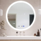 LED Round Vanity Mirror, Wall Mounted Lighted Vanity Makeup Mirror with Anti Fog Dimmable Touch Button Adjustable Color Temperature Memory Function 39 Inch by Fab Glass and Mirror