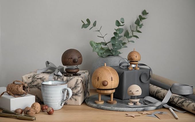 Hoptimist Bimble Smoked Oak, Woody Brown, Home Decor Ornament - Scandinavian Design, Wood W/Metal Spring, Medium - Creates Cheerful Movement