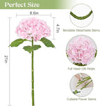 Waipfaru 21" Real Touch Hydrangea Artificial Flowers with Long Stem & Leaves, Full Latex Faux Hydrangea Flowers for Home Decor Party Floral Arrangements Wedding Bouquets Centerpieces(Pink, 3Pcs)