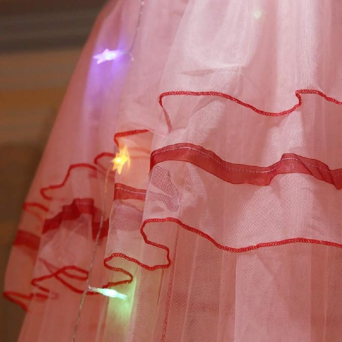 Jolitac Bed Canopy Lace Mosquito Net for Girls Beds, Unique Princess Play Tent Mesh Canopies Large Lace Dome Curtain Drapes Home & Travel (Pink)
