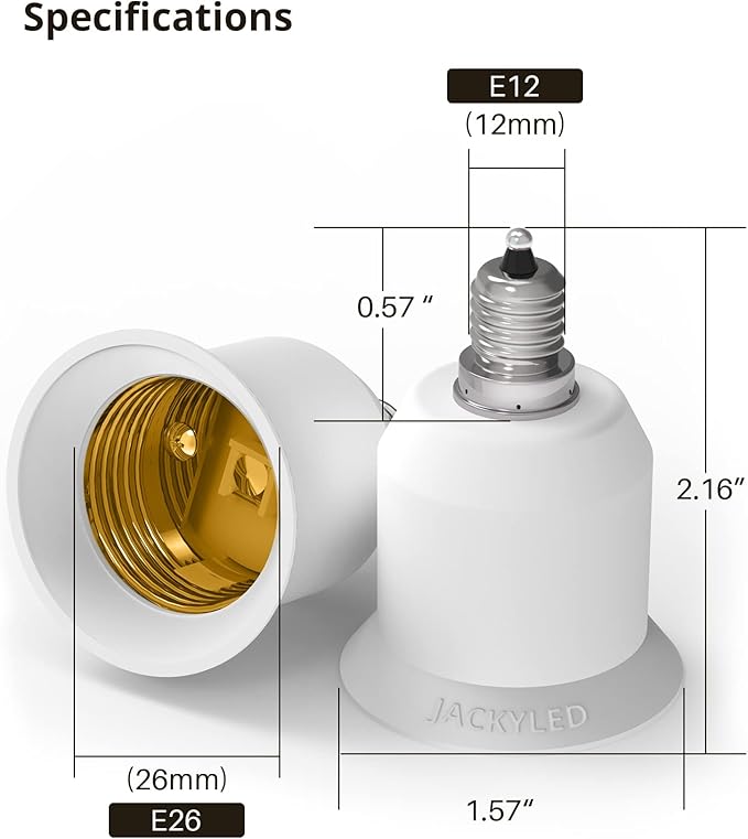 JACKYLED 10-Pack E12 to E26 E27 Adapter Chandelier Light Socket E12 to Medium Socket E26 E27 Converter Bulb Base Adapter Converter