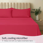 LuxClub 4 PC Sheet Set Bed Sheets Deep Pockets 16" Eco Friendly Wrinkle Free Cooling Machine Washable Hotel Bedding Silky Soft - Red California King