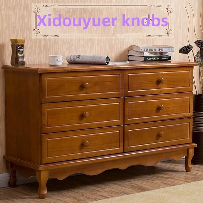 Mysummer 5 Pack Round Wood Drawer Knobs Walnut Finished Kitchen Cabinet Pulls Handles Hardware for Kitchen Cabinets Furniture Dresser Wardrobe Cupboard Drawer Pulls Knobs 33x25mm/1.3x0.98inch(DiaxH)