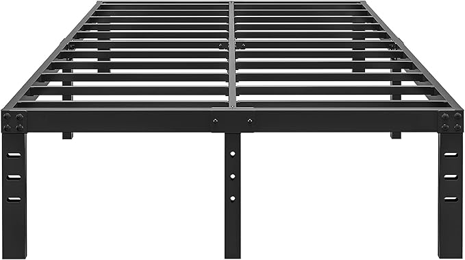 ALDRICH 14 Inch Metal King Size Bed Frame - Double Black Basic Steel Slats Platform, Easy Assembly Heavy Duty Noise Free Bedframes, No Box Spring Needed