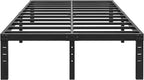 ALDRICH 14 Inch Metal Full Size Bed Frame - Double Black Basic Steel Slats Platform, Easy Assembly Heavy Duty Noise Free Bedframes, No Box Spring Needed