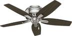 Hunter Fan Company, 51082, 42 inch Newsome Brushed Nickel Low Profile Ceiling Fan with LED Lights and Pull Chain