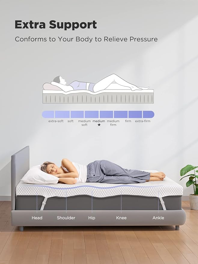 PERLECARE 3 Inch Mattress Topper King - Gel Memory Foam for Pressure Relief, Premium Soft Cooling Sleep, Non-Slip Design with Removable & Washable Cover, CertiPUR-US Certified