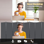 Room Divider, 8 Panel Folding Privacy Screens with Wider Support Feet, 6 Ft Portable Room Partition for Room Separator, 176" W X 71" H, Grey