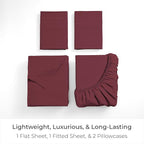 Mellanni Queen Sheets Set - 4 PC Iconic Collection Bedding - Hotel Luxury, Extra Soft, Cooling Bed Sheets - Wrinkle, Fade, Stain Resistant (Queen, Burgundy)