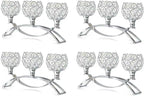 Crystal Tealight Candle Holder Centerpiece Home Decorative Candlestick Holder Elegant Table Centerpiece Home Decor Wedding Party Anniversary (Silver, 3 Arm of 4 Pcs)