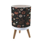 Small Trash Can with Lid Bear Forest Bunny Rabbit Furry Animals Watercolor Flowers Scandinavian Garbage Bin Pet Proof Waste Basket for Kitchen Bathroom Office Bedroom Decorative 1.8 Gallon