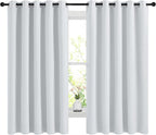NICETOWN Blackout Curtains Panels for Bedroom, 2 Panels, 66 x 60 Inch, Greyish White, 3 Pass Microfiber Noise Reducing Thermal Insulated Solid Ring Top Blackout Window Drapes