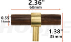 Drawer 2.36"/60mm Pulls Brass Walnut Kitchen Wardrobe Cabinet Hardware Pull Handle Single Hole with Screw, 4Pcs