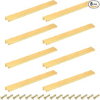 uxcell Cabinet Finger Edge Pull, 8pcs 250mm / 9.84" Aluminum Alloy Back Mount Hidden Cabinet Pulls Concealed Handle for Home Kitchen Drawer Cabinet, Gold