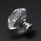 Joyhey 4 Pack 30 mm Diamond Shaped Glass Crystal Knobs with 3 Size Screws for Cabinet, Drawer, Cupboard, Dresser