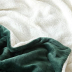 NANPIPER Bed Blanket Reversible Sherpa Flannel Blanket Super Soft Fuzzy Plush Fleece Microfiber (90"x90" Olive Green) Queen