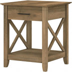 Bush Home End Table with Drawer, Nightstand with Storage, Living Room and Bedroom Furniture, Key West Collection, Reclaimed Pine