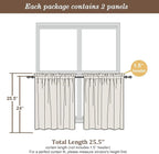 Chyhomenyc Sheer Curtains Tiers 2 Pieces Set, Light Filtering Small Curtains 24 in Length, Short Bathroom Living Room Cafe Basement Voile Window Curtains, Rod Pocket, 42W x 24L Inches, Ivory