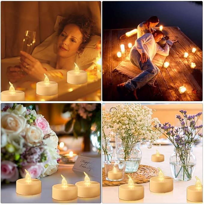 Hanzim LED Tea Lights Candles- 50PACK Flameless Candles Realistic and Bright Flickering Long Lasting 200Hours for Holiday Celebration,Party, Home Decoration Warm White,Battery Operated