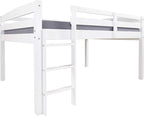 Camaflexi Tribeca Solid Wood Low Loft Bed Frame / 14 Wood Slats and 2 Center Supports / No Box Spring Necessary / Easy Assembly / Full - White, T1303F