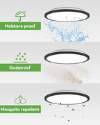 Zemty 8Pack 12 Inch LED Flush Mount Light, 28W 3200lm Super Slim Ceiling Light Fixture, 3000K/4500K/6000K Selectable Ceiling Lamp for Bedroom, Bathroom, Kitchen, Living Room (Black)