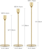 Gold Candle Holder Set of 12 Candlestick Holders Taper Candle Holders Metal Tall Candle Stick for Wedding Tables Centerpieces Candlelight Dinner Home Decor(Candles not Include)