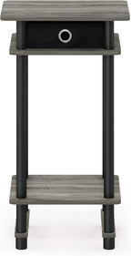 Furinno Turn-N-Tube Tall End Table, French Oak Grey/Black/Black
