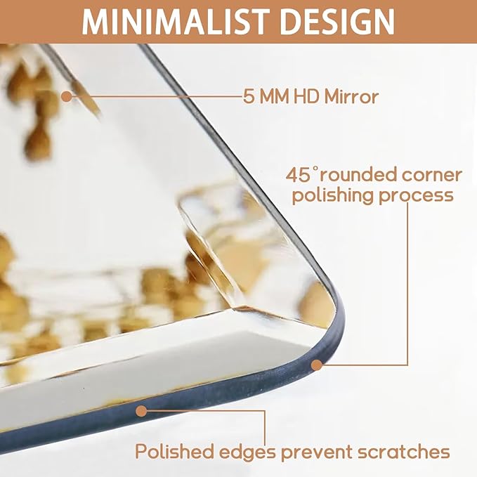 Frameless Bathroom Mirror for Over Sink,Wall Mounted Vanity Mirrors 20x30in,Rounded Rectangle Mirror Frameless with Polished Edge for Bedroom,Living Room,Entryway,Shatterproof (Horizontal/Vertical)